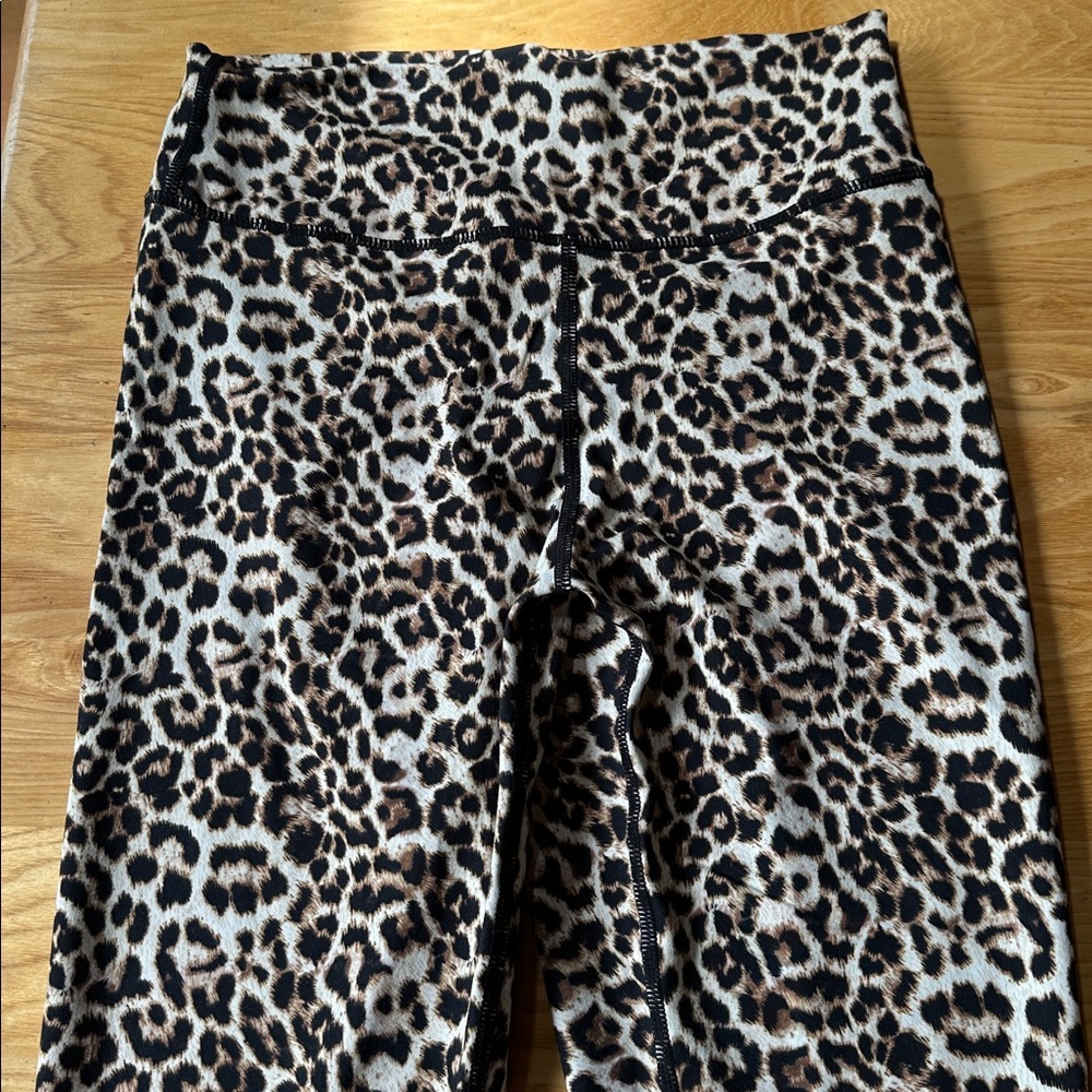 Zyia Active Leopard Print Legging Capris - Beige Brown Black